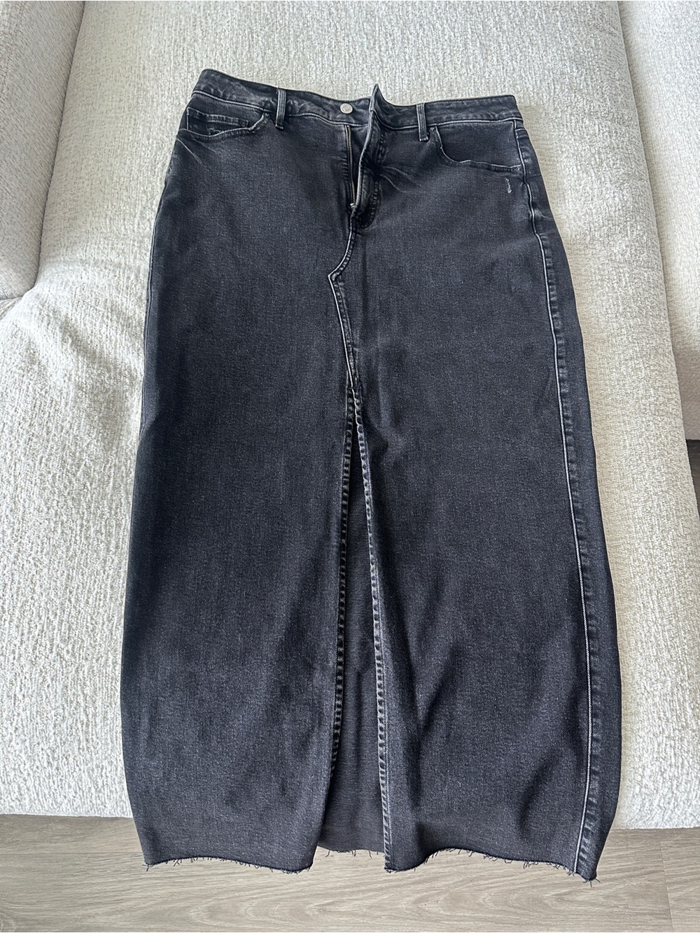 Express Black Maxi Denim Skirt with Front Slit